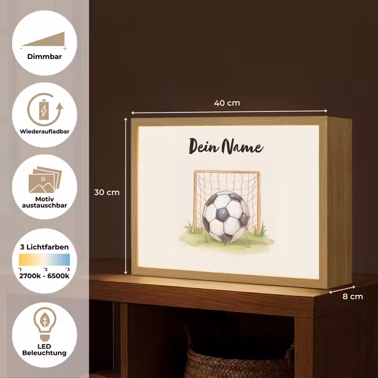 Voetbal - Goal - Gras - Beige Light Box met batterij (Wandlamp kind) middel -USP_websiteoverzichtDE