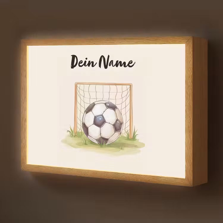 Voetbal - Goal - Gras - Beige Light Box met batterij (Wandlamp kind) middel -z3d_website