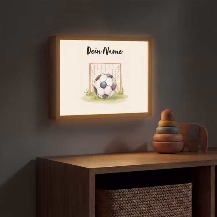 Voetbal - Goal - Gras - Beige Light Box met batterij (Wandlamp kind) middel -sfeer5_kind