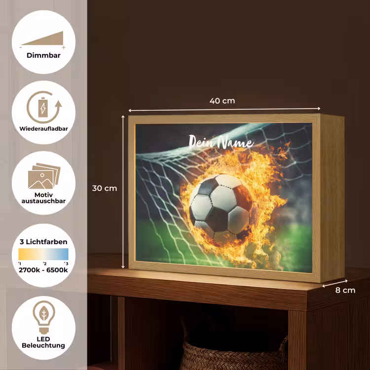 Voetbal - Goal - Doelnet - Vuur Light Box met batterij (Wandlamp kind) middel -USP_websiteoverzichtDE