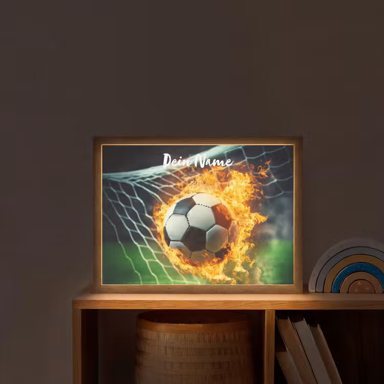 Voetbal - Goal - Doelnet - Vuur Light Box met batterij (Wandlamp kind) middel -sfeer1_kind