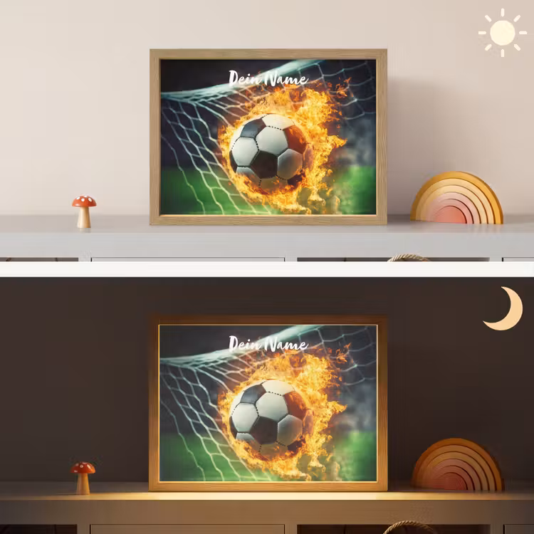 Voetbal - Goal - Doelnet - Vuur Light Box met batterij (Wandlamp kind) middel -sfeer3_kind