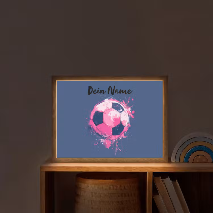 Voetbalvibes - Verf - Roze - Blauw Light Box met batterij (Wandlamp kind) middel -sfeer1_kind