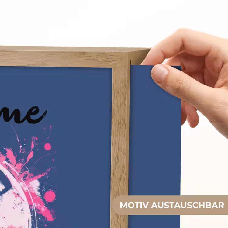 Voetbalvibes - Verf - Roze - Blauw Light Box met batterij (Wandlamp kind) middel -USP_websiteprintDE