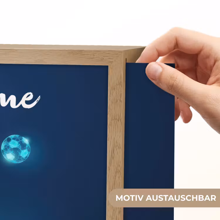 Voetballer - Blauw - Neon Light Box met batterij (Wandlamp kind) middel -USP_websiteprintDE