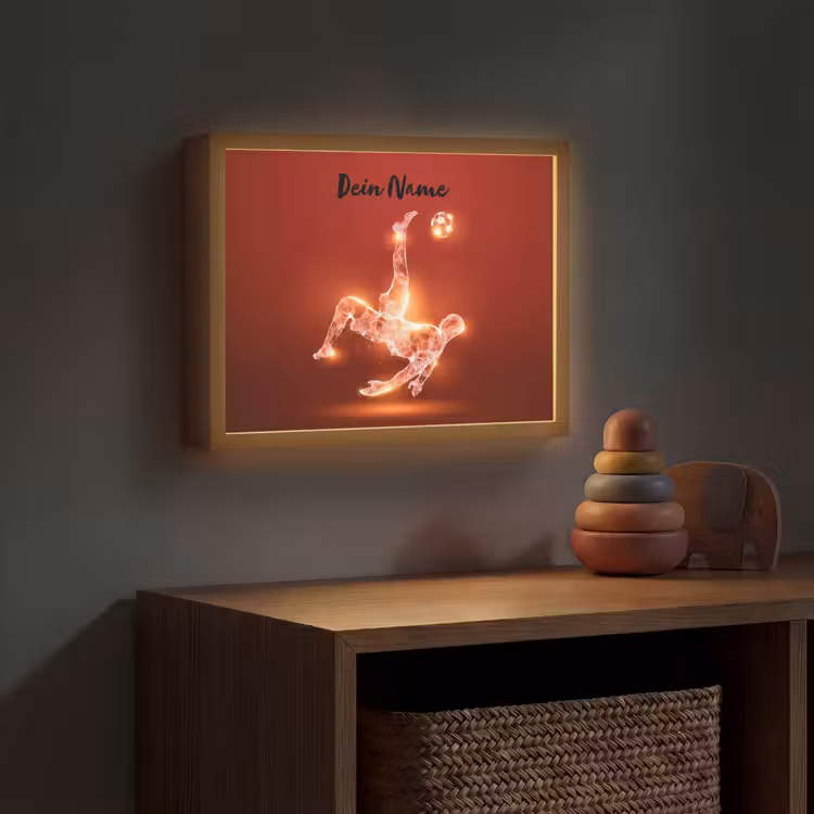 Voetballer - Omhaal - Rood - Neon Light Box met batterij (Wandlamp kind) middel -sfeer5_kind