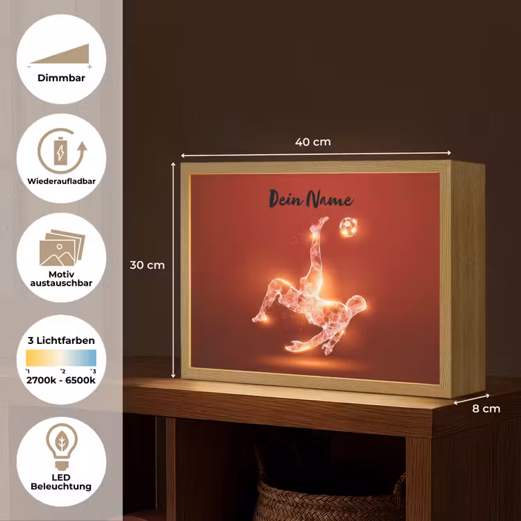 Voetballer - Omhaal - Rood - Neon Light Box met batterij (Wandlamp kind) middel -USP_websiteoverzichtDE