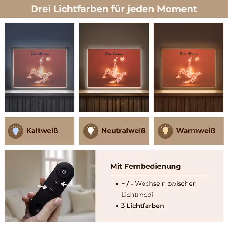 Voetballer - Omhaal - Rood - Neon Light Box met batterij (Wandlamp kind) middel -USP_lichtkleurDE