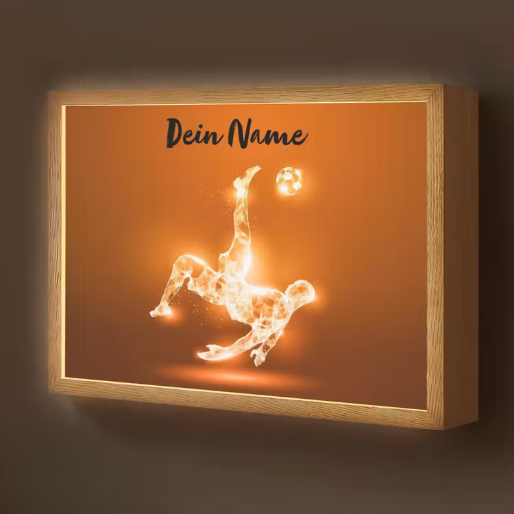 Voetballer - Oranje - Voetbal - Omhaal Light Box met batterij (Wandlamp kind) middel -z3d_website