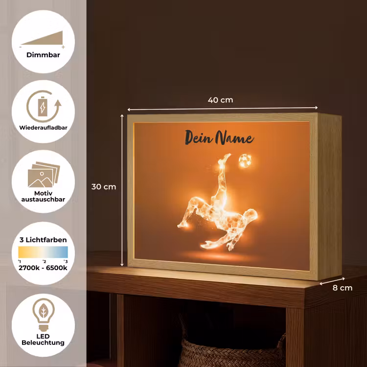 Voetballer - Oranje - Voetbal - Omhaal Light Box met batterij (Wandlamp kind) middel -USP_websiteoverzichtDE