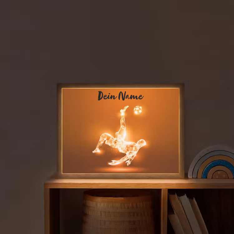 Voetballer - Oranje - Voetbal - Omhaal Light Box met batterij (Wandlamp kind) middel -sfeer1_kind