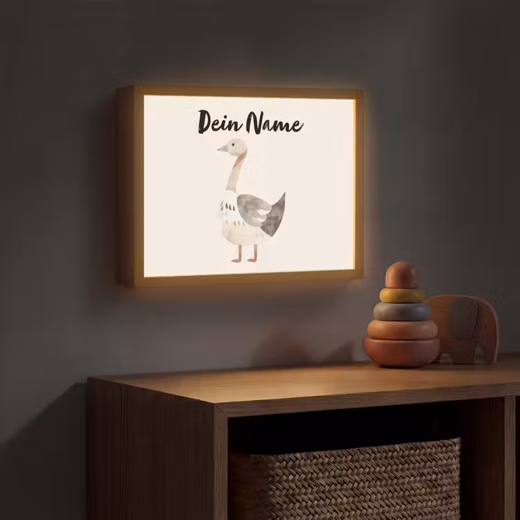 Gans - Dier - Pastel kleuren Light Box met batterij (Wandlamp kind) middel -sfeer5_kind