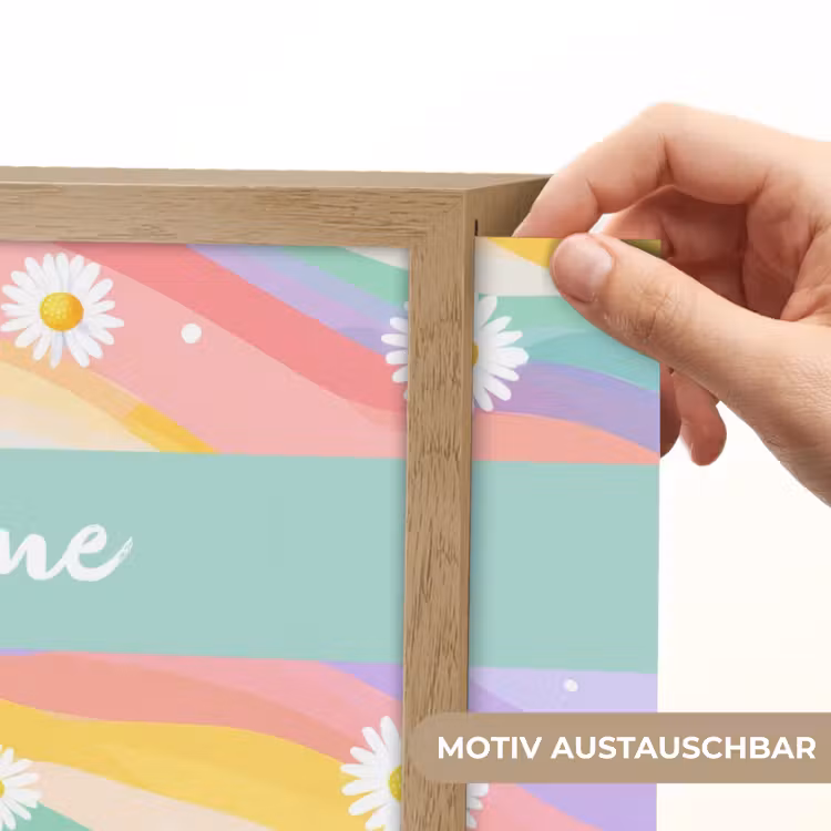Madeliefjes - Kleurrijk - Pastel Light Box met batterij (Wandlamp kind) middel -USP_websiteprintDE