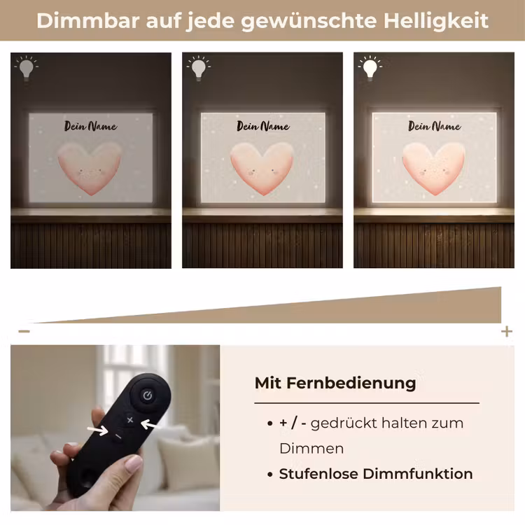 Gezichtje - Hart - Roze - Stippen Light Box met batterij (Wandlamp kind) middel -USP_dimbaarDE
