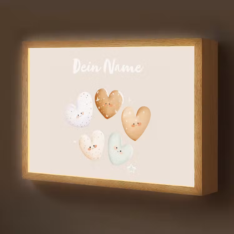 Gezichtjes - Hartjes - Pasteltinten - Sterretjes Light Box met batterij (Wandlamp kind) middel -z3d_website