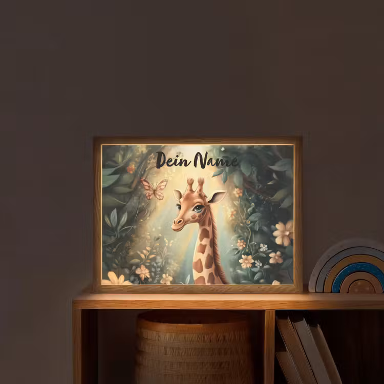 Giraffe - Jungle - Bloemen Light Box met batterij (Wandlamp kind) middel -sfeer1_kind