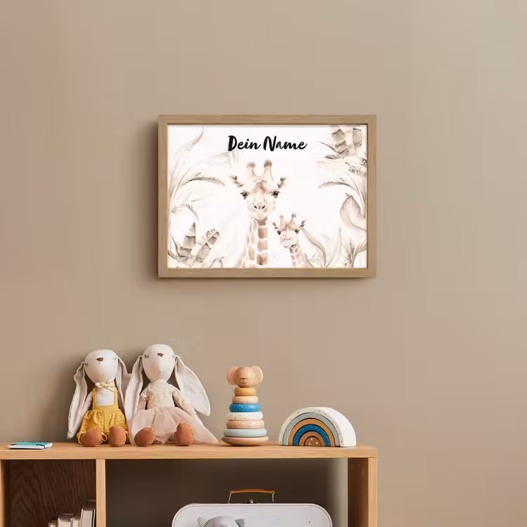 Giraffe - Jungle - Bruin - Kinderen Light Box met batterij (Wandlamp kind) middel -sfeer2_kind