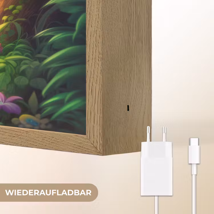 Giraf - Olifant - Bloemen - Jungle Light Box met batterij (Wandlamp kind) middel -USP_websiteoplaadbaarDE