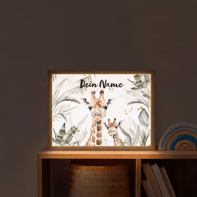 Giraffe - Natuur - Kinderen - Dieren Light Box met batterij (Wandlamp kind) middel -sfeer1_kind