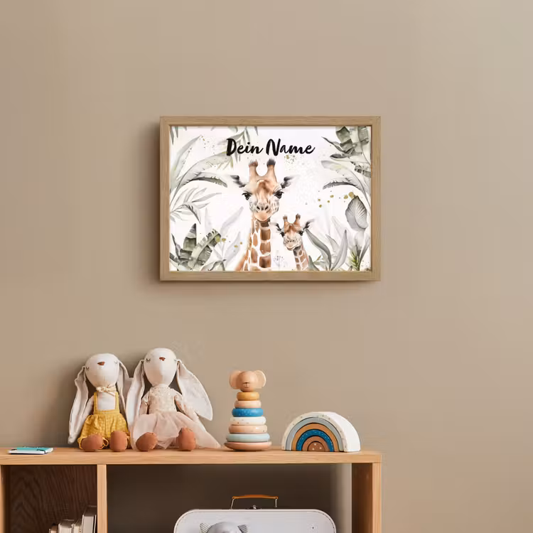 Giraffe - Natuur - Kinderen - Dieren Light Box met batterij (Wandlamp kind) middel -sfeer2_kind