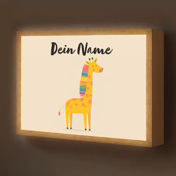Giraffe - Regenboogmanen - Beige Light Box met batterij (Wandlamp kind) middel -z3d_website