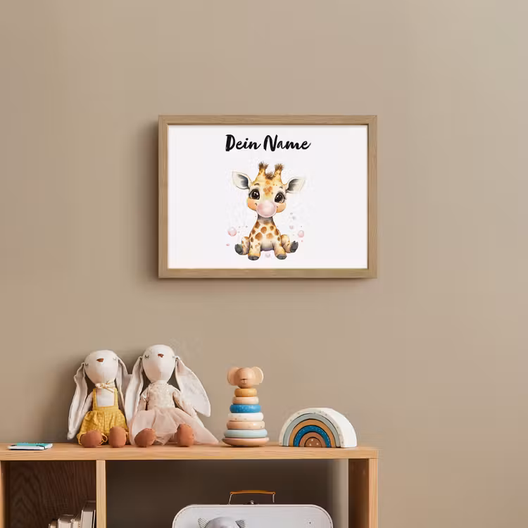 Giraffe - Roze - Kauwgom Light Box met batterij (Wandlamp kind) middel -sfeer2_kind