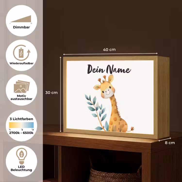 Giraf - Dier - Wilde dieren Light Box met batterij (Wandlamp kind) middel -USP_websiteoverzichtDE