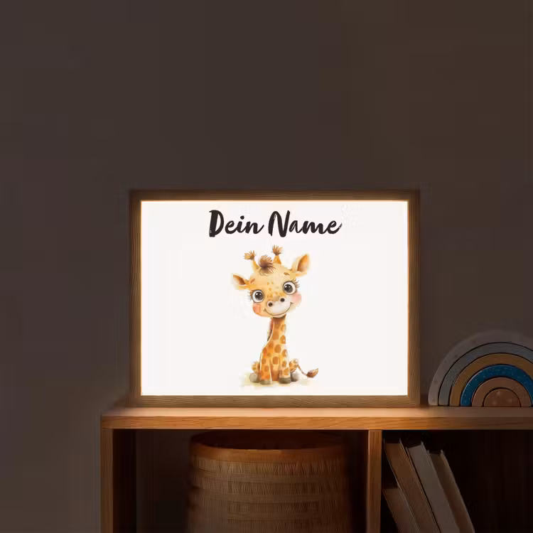 Giraf - Baby dier - Wilde dieren Light Box met batterij (Wandlamp kind) middel -sfeer1_kind