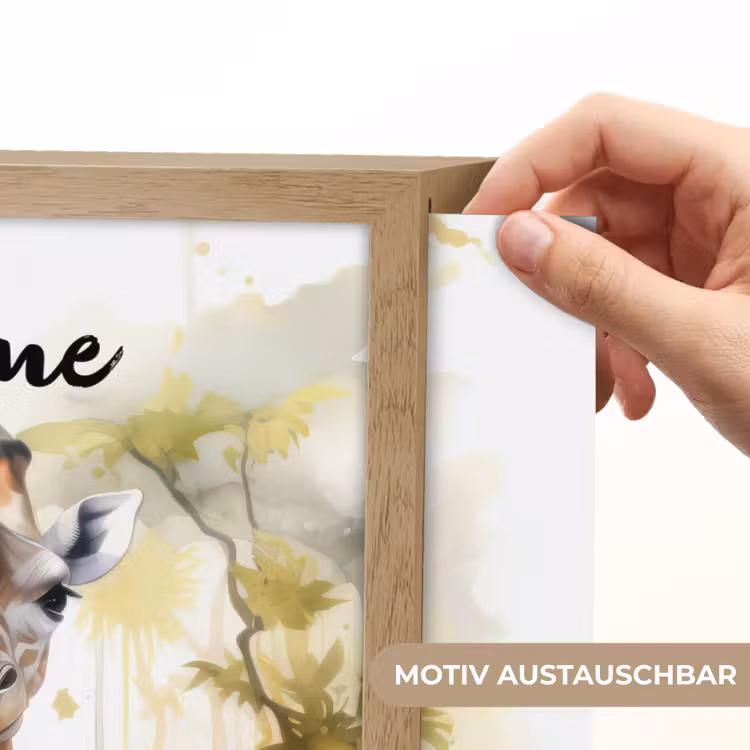 Giraffe - Wilde dieren - Natuur - Kinderen Light Box met batterij (Wandlamp kind) middel -USP_websiteprintDE