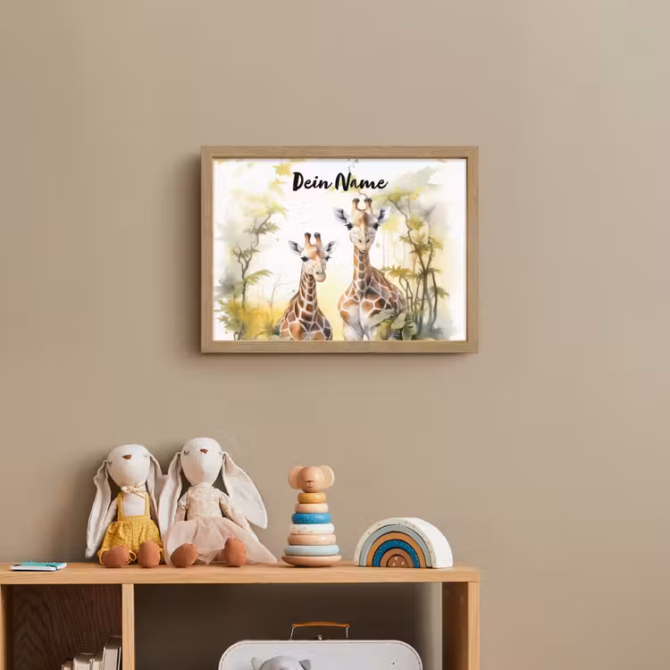 Giraffe - Wilde dieren - Natuur - Kinderen Light Box met batterij (Wandlamp kind) middel -sfeer2_kind