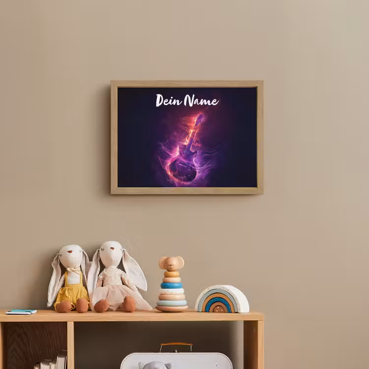Gitaar - Muziek - Rook - Paars Light Box met batterij (Wandlamp kind) middel -sfeer2_kind