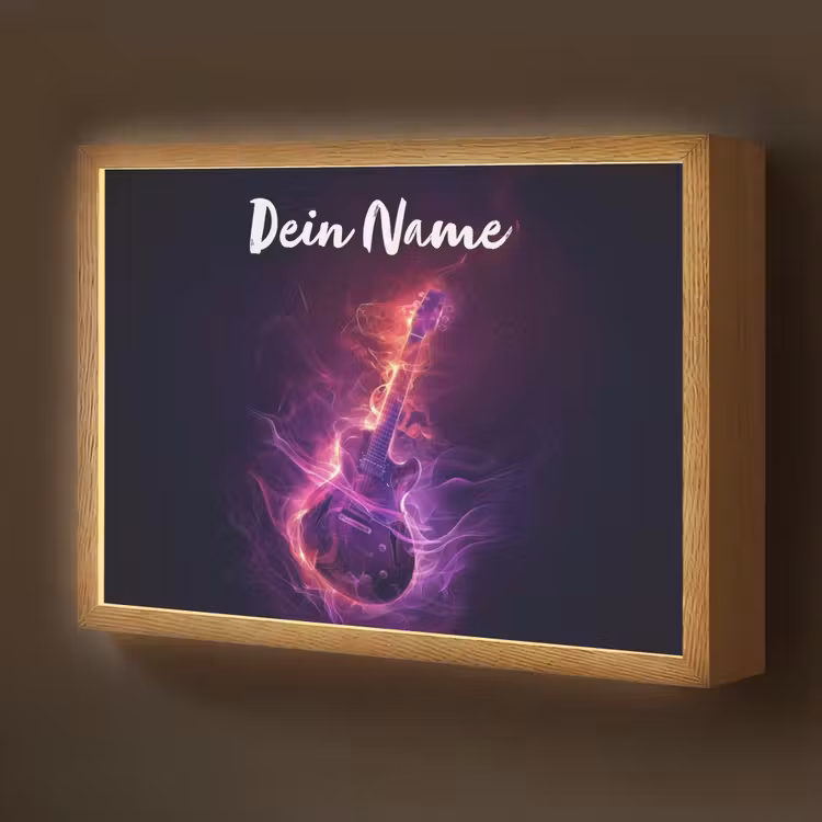 Gitaar - Muziek - Rook - Paars Light Box met batterij (Wandlamp kind) middel -z3d_website