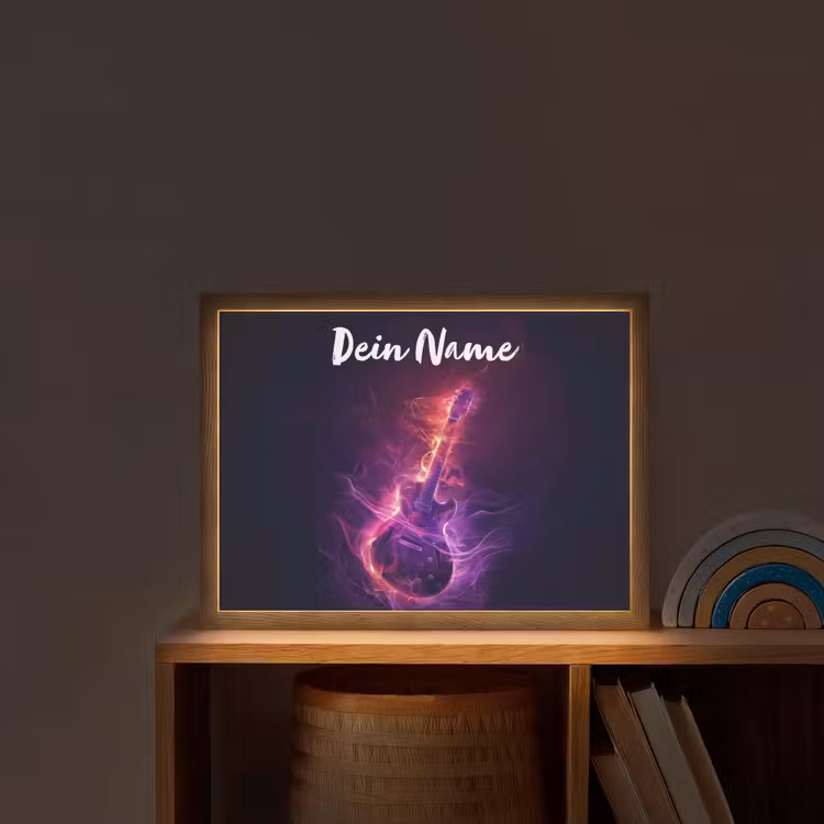 Gitaar - Muziek - Rook - Paars Light Box met batterij (Wandlamp kind) middel -sfeer1_kind