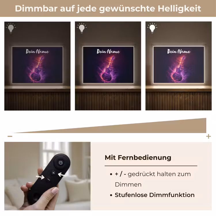 Gitaar - Muziek - Rook - Paars Light Box met batterij (Wandlamp kind) middel -USP_dimbaarDE