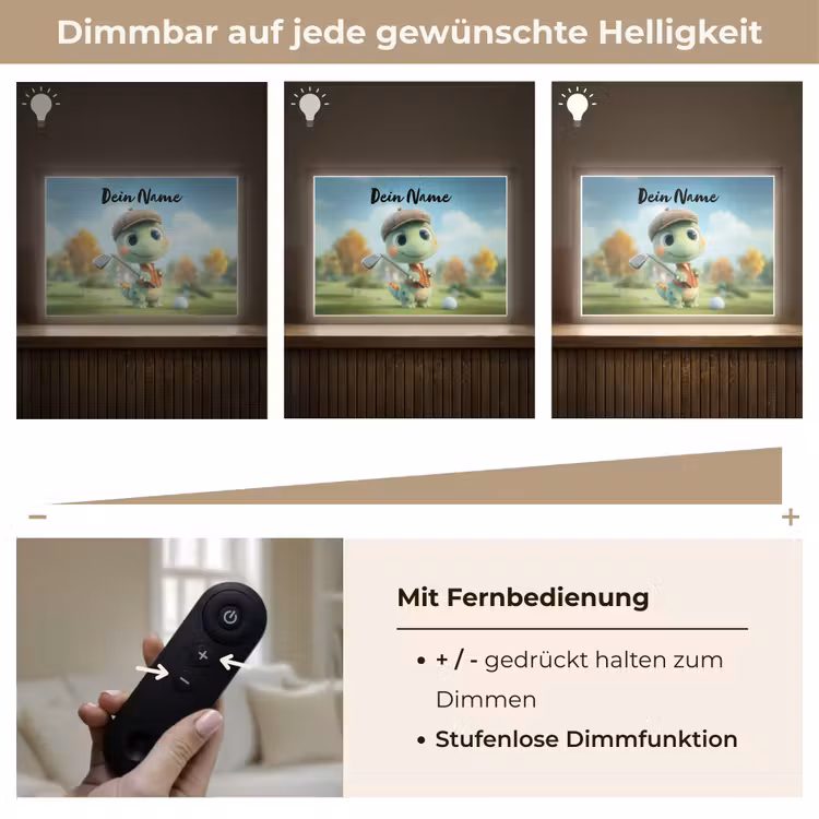 Golf - Dino - Groen Light Box met batterij (Wandlamp kind) middel -USP_dimbaarDE