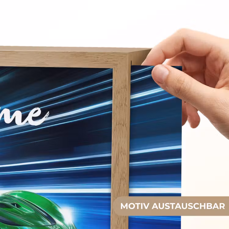 Groene racewagen - Blauw - Neon - Licht Light Box met batterij (Wandlamp kind) middel -USP_websiteprintDE