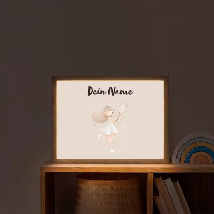 Haar - Meisje - Strik - Tennisracket Light Box met batterij (Wandlamp kind) middel -sfeer1_kind