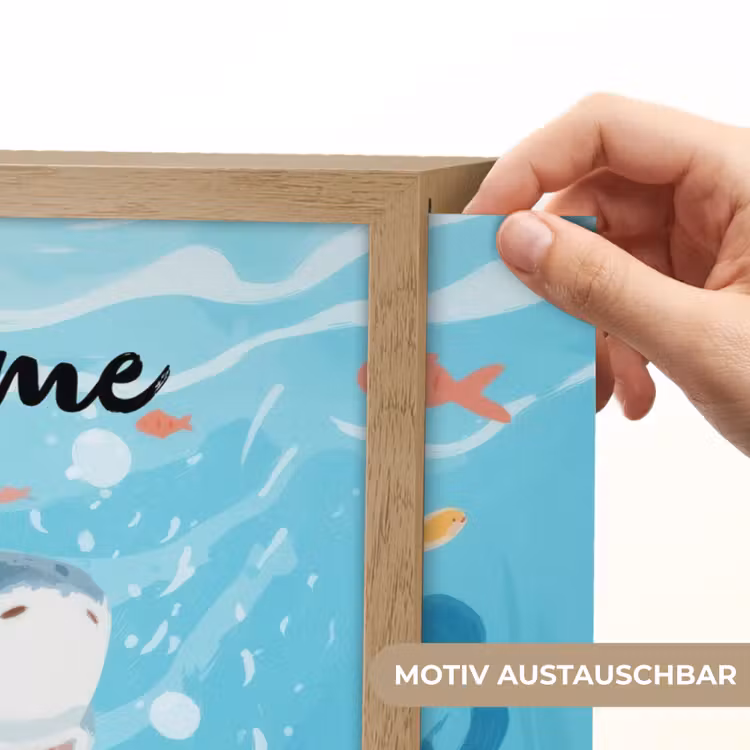 Haai - Vissen - Blauw - Onderwater Light Box met batterij (Wandlamp kind) middel -USP_websiteprintDE