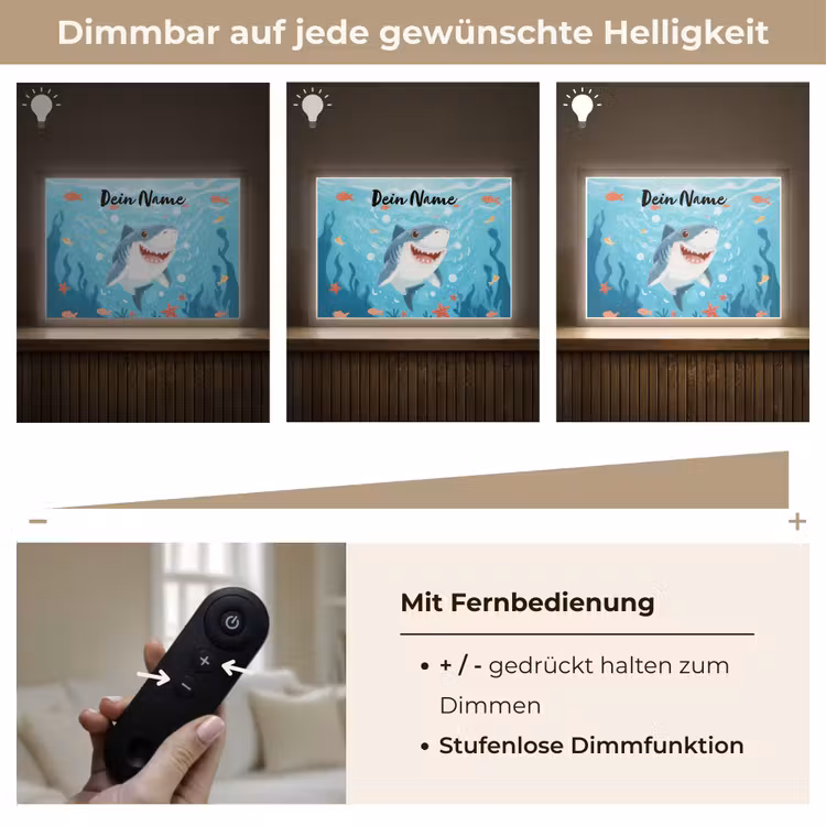 Haai - Vissen - Blauw - Onderwater Light Box met batterij (Wandlamp kind) middel -USP_dimbaarDE