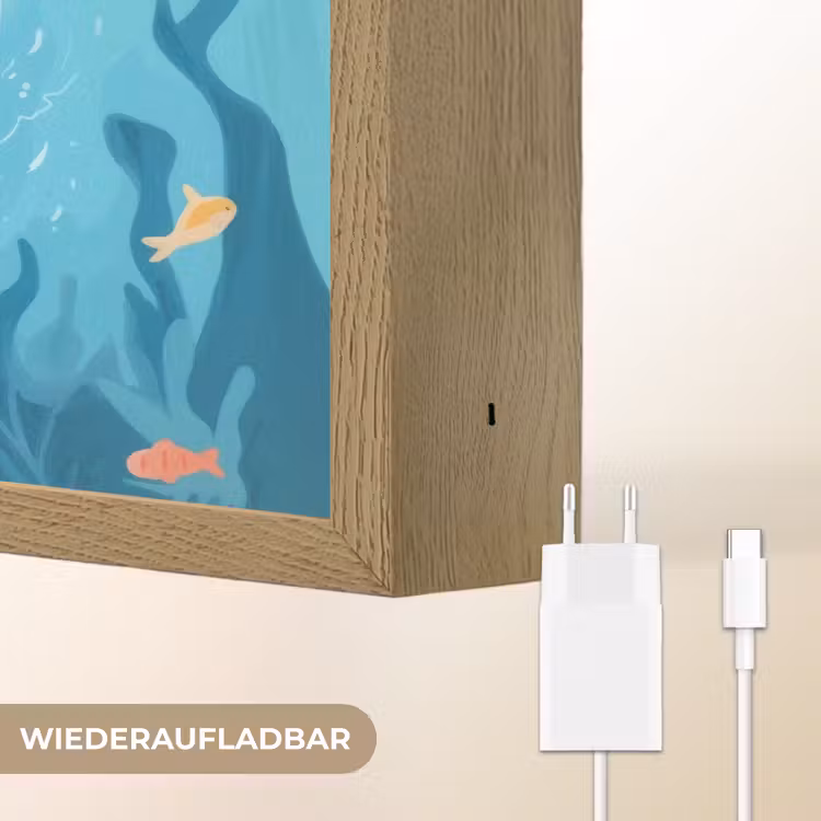 Haai - Vissen - Blauw - Onderwater Light Box met batterij (Wandlamp kind) middel -USP_websiteoplaadbaarDE