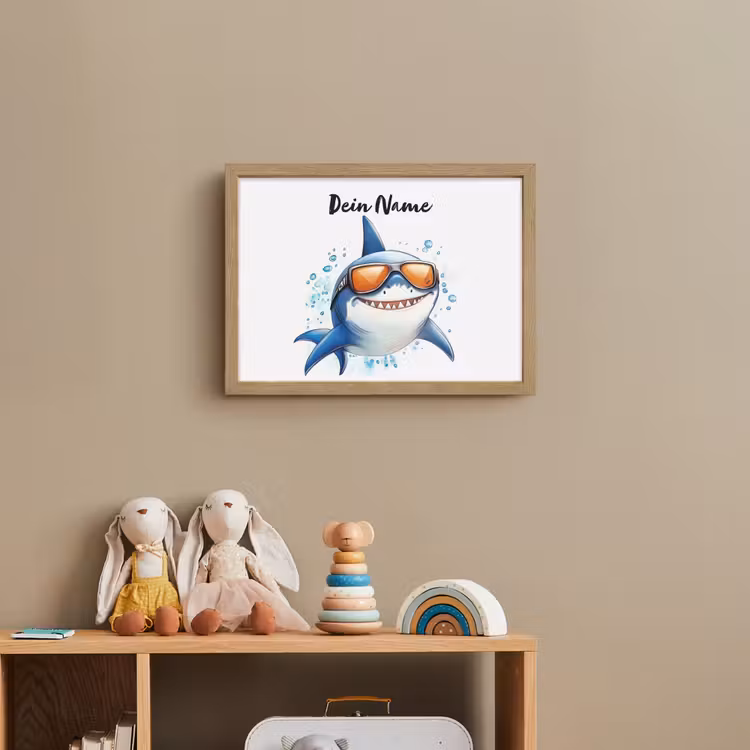 Haai - Zonnebril - Blauw - Water Light Box met batterij (Wandlamp kind) middel -sfeer2_kind