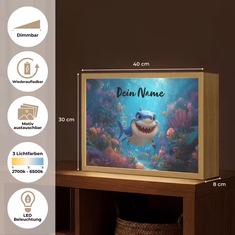 Haai - Onderwaterwereld - Oceaan Light Box met batterij (Wandlamp kind) middel -USP_websiteoverzichtDE