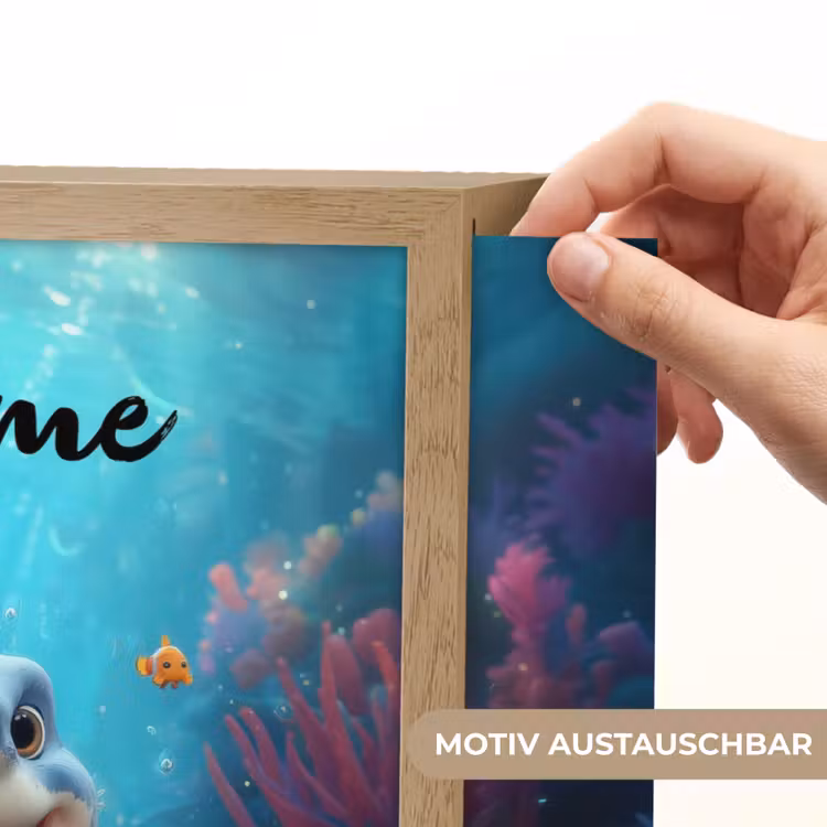 Haai - Onderwaterwereld - Oceaan Light Box met batterij (Wandlamp kind) middel -USP_websiteprintDE