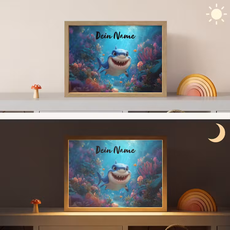 Haai - Onderwaterwereld - Oceaan Light Box met batterij (Wandlamp kind) middel -sfeer3_kind