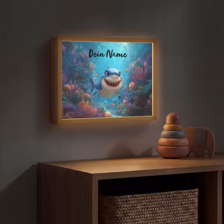 Haai - Onderwaterwereld - Oceaan Light Box met batterij (Wandlamp kind) middel -sfeer5_kind