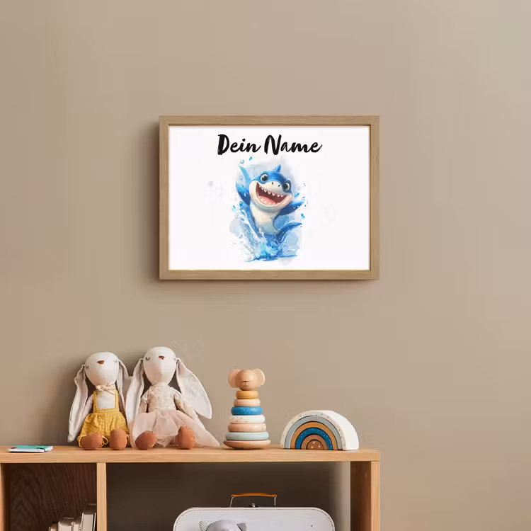 Haai - Water - Blauw Light Box met batterij (Wandlamp kind) middel -sfeer2_kind