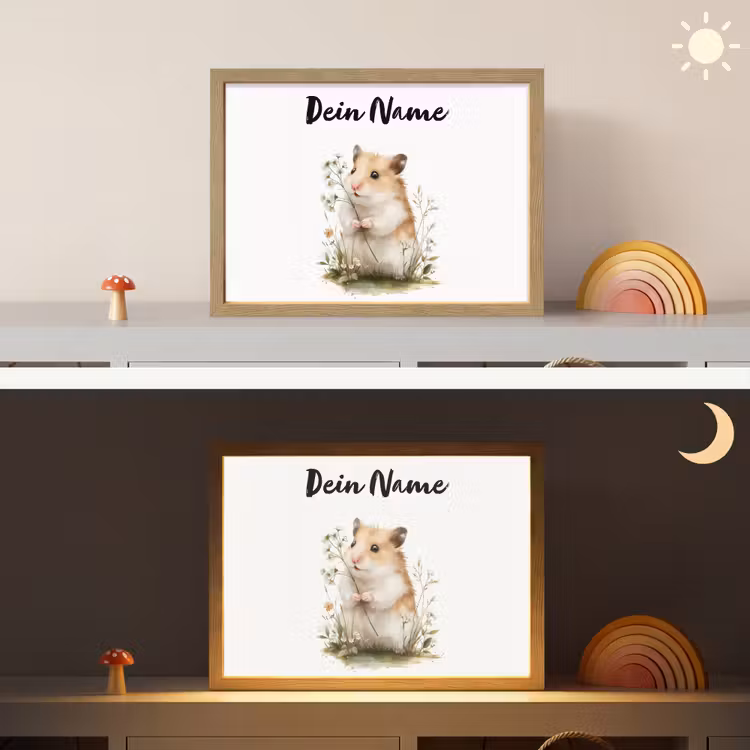 Hamster - Bloemen Light Box met batterij (Wandlamp kind) middel -sfeer3_kind