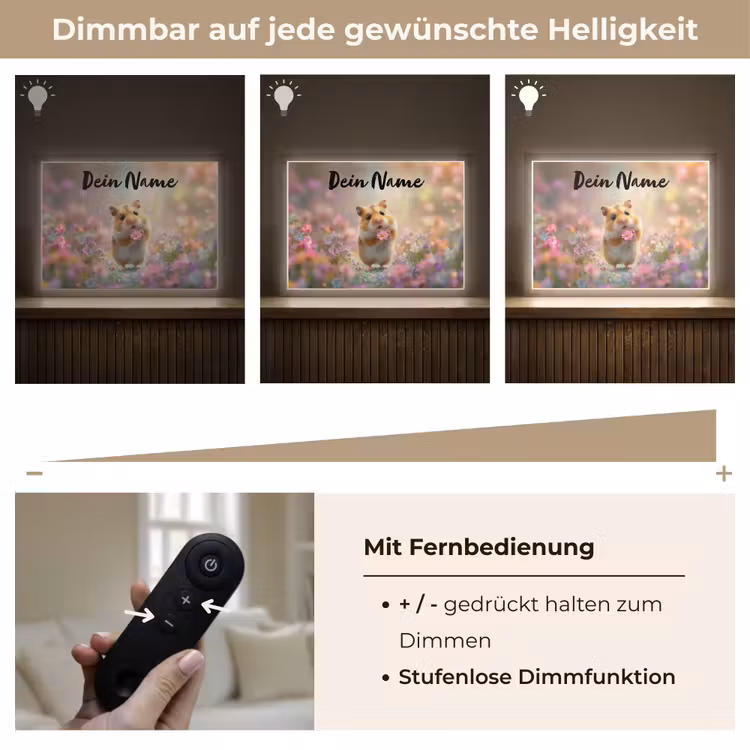 Hamster - Bloemen - Roze - Oranje Light Box met batterij (Wandlamp kind) middel -USP_dimbaarDE