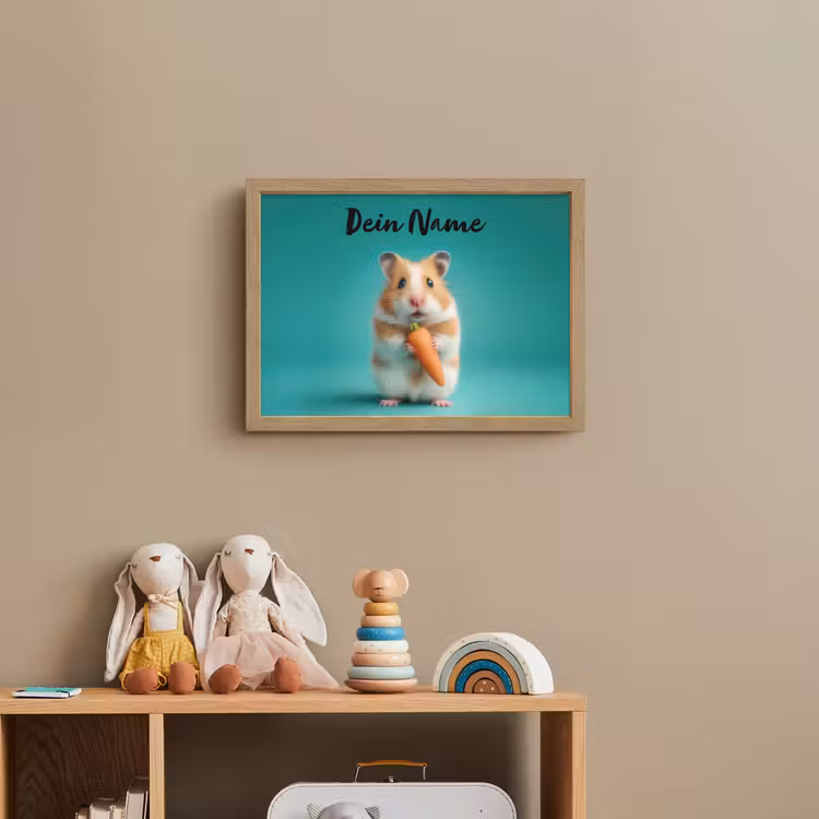 Hamster - Wortel - Blauw Light Box met batterij (Wandlamp kind) middel -sfeer2_kind