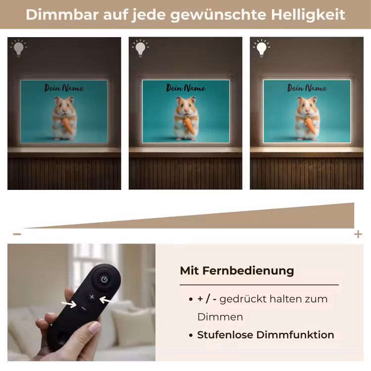 Hamster - Wortel - Blauw Light Box met batterij (Wandlamp kind) middel -USP_dimbaarDE